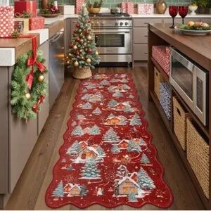Christmas Runner Rugs, 2x6 Red Washable Non Slip, Soft Ultra-Thin. New
